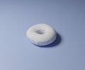 White donut on purple background 3d render