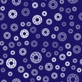 White Donut with sweet glaze icon isolated seamless pattern on blue background. Vector Royalty Free Stock Photo