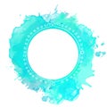 White doodle frame on turquoise paint splash