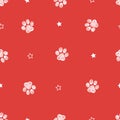 White doodle paw print red background Royalty Free Stock Photo