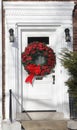 White door with Christmas decorations