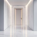 A white door stands in a softly lit room, creating a serene and inviting atmosphere that highlights its simple elegance Royalty Free Stock Photo