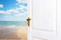 White doors are open to the new world, life, to the beach, the s