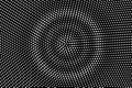 White dots on black background. Grungy centered halftone vector texture. Round dotwork gradient Royalty Free Stock Photo