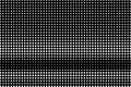 White dots on black background. Grungy halftone vector texture. Horizontal dotwork gradient. Monochrome halftone