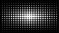 White dots pattern halftones on black background.
