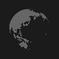 White dotted 3d earth world map globe in black background. Vector illustration Royalty Free Stock Photo