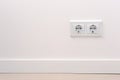 Electrical outlet on white wall. home design Royalty Free Stock Photo