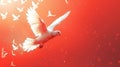 A white dove flies among birds, symbolizing peace in the sky Royalty Free Stock Photo