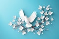 white dove floral paper art AI generated
