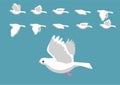 White Dove Flying Motion Animation Sequence Cartoon Vector Illustration Royalty Free Stock Photo