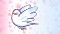 White dove flying, watercolor illustration with name