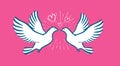 White dove flying. Wedding, love symbol. Valentines day banner Royalty Free Stock Photo