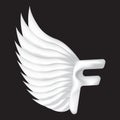 White dove letter F logo with wing