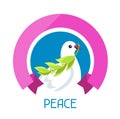 White dove of peace bears olive branch Royalty Free Stock Photo