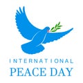 White Dove Vector Icon with Olive Branch. Peace Symbol. Pigeon Isolated Logo. White Flying Bird Emblem. Flat Dove Sign