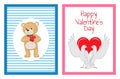 White Doves Couples with Heart Illustrations Set Royalty Free Stock Photo