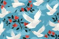 White doves flying. Peace concept against war and armed conflicts Royalty Free Stock Photo