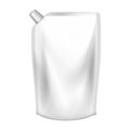 White doy-pack vector. Blank doypack for food or drink, foil bag packaging