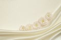 White draped fabric with flowers