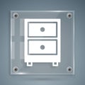 White Drawer with documents icon isolated on grey background. Archive papers drawer. File Cabinet Drawer. Office