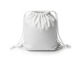 White drawstring bag isolated on white background Royalty Free Stock Photo