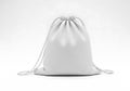 White drawstring bag isolated on white background Royalty Free Stock Photo