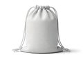 White drawstring bag isolated on white background Royalty Free Stock Photo
