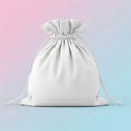 A white drawstring bag on a pink and blue background Royalty Free Stock Photo
