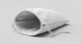 White drawstring bag with a smooth fabric texture, lying on its side. It features cinch Royalty Free Stock Photo
