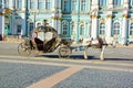 White dray horse with a carriage Royalty Free Stock Photo