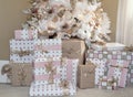 White Dreamy Christmas Tree decorated in Blush Pink Ornaments