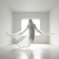 Ethereal Dance: A Minimal Poltergeist In White Dress