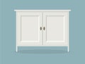 White dresser on blue background for office, hotel, livingroom, bedroom or bathroom Royalty Free Stock Photo