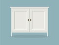 White dresser on blue background for office, hotel, livingroom, bedroom or bathroom