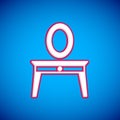 White Dressing table icon isolated on blue background. Vector Royalty Free Stock Photo