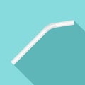 White drink straw icon, flat style