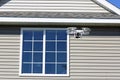 White drone, spying on home windows Royalty Free Stock Photo