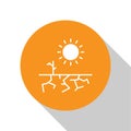 White Drought icon isolated on white background. Orange circle button. Vector Illustration Royalty Free Stock Photo