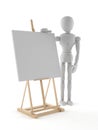 White dummy with easel