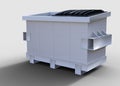 White dumpster with one lid 3d Render