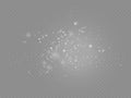 White dust sparks and star, light effect. Royalty Free Stock Photo