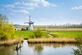 White Dutch windmill landscape