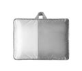 White duvet in the bag isolated. Duvet packed in to the PVC bag against the white background Royalty Free Stock Photo