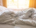 White duvet in hotel room Royalty Free Stock Photo