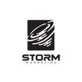 White dynamic storm black square logo design