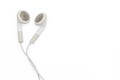White earphones isolated on white background with clipping path, copy space Royalty Free Stock Photo