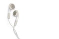 White earphones isolated on white background with clipping path, copy space Royalty Free Stock Photo