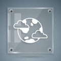 White Earth planet with clouds icon isolated on grey background. Earth globe with atmosphere covered by clouds and gases Royalty Free Stock Photo