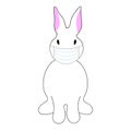White Easter Bunny in a medical mask. Royalty Free Stock Photo